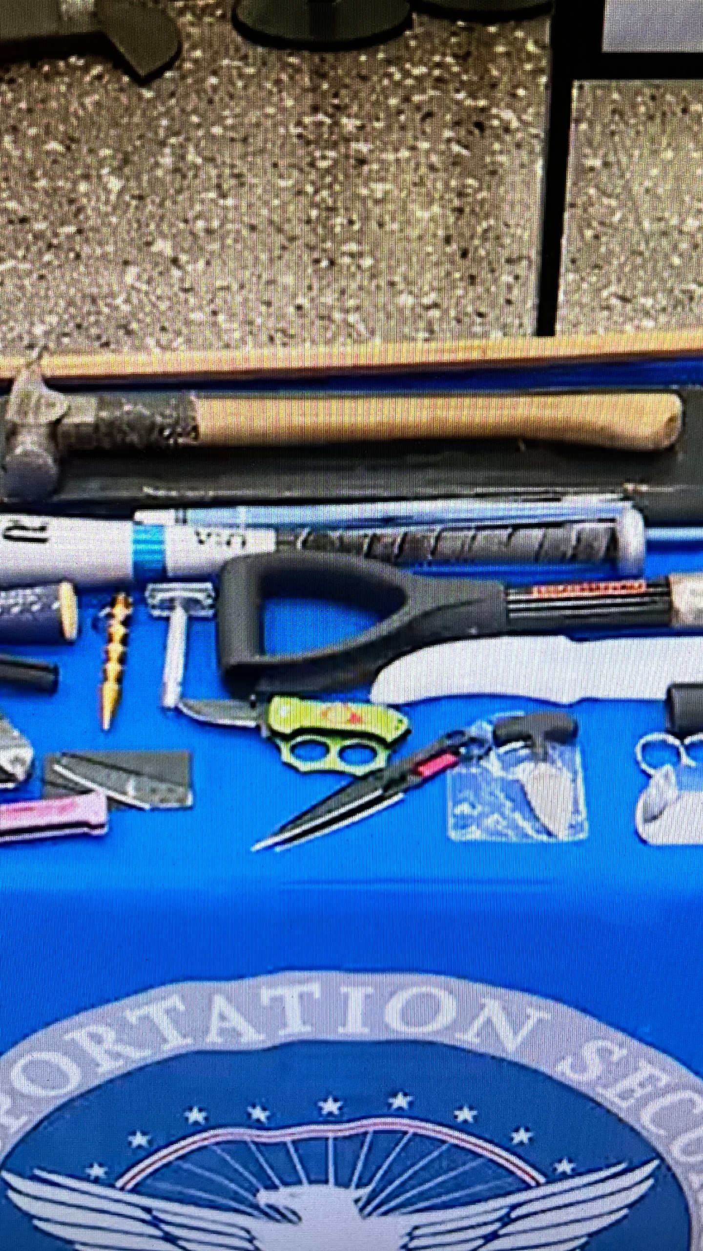 On Thursday, June 1, 2023, a photo shows confiscated items from TSA checkpoints at Daniel K. Inouye International Airport in Honolulu, Hawaiʻi.